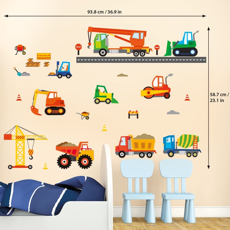 DECOWALL DS-8012 Construction Site Cars Island Kids Wall Stickers Wall Decals Peel and Stick Removable Wall Stickers for Kids Nursery Bedroom Living Room (Small) d?cor - Image 5
